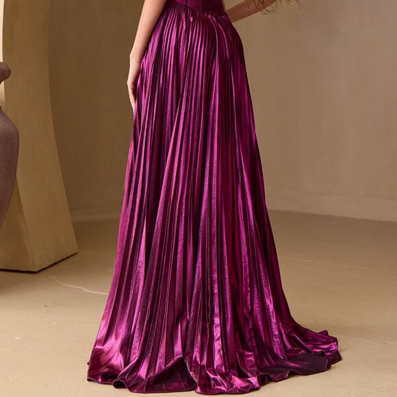 NEW STRAPLESS A-LINE PROM DRESS W/ SWEETHEART NECK & PLEATED SKIRT AC 2058 - Picture 6 of 9